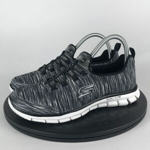 Skechers Black/White/Gray Bungee Slip On Comfort Shoes 22327H Women’s Size 7.5